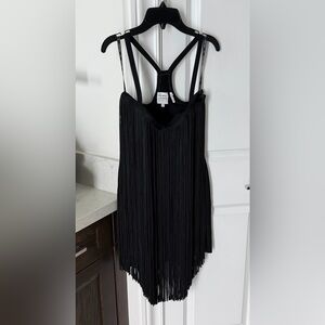 Herve Leger Elegant Black Fringe Dress